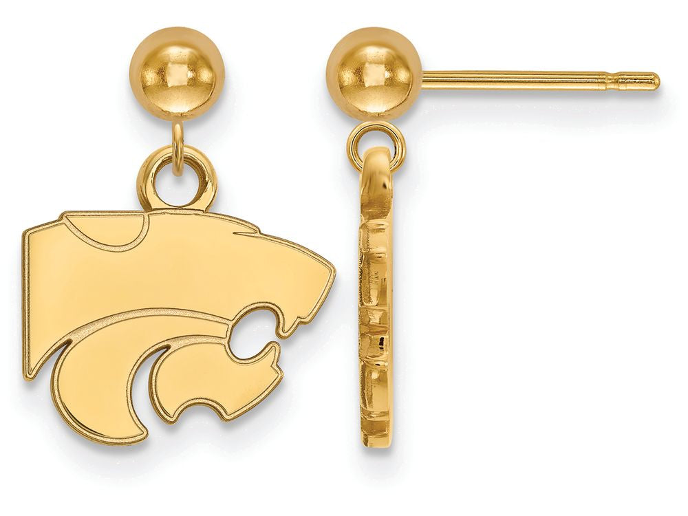 14k Yellow Gold Logoart Kansas State University Earrings Dangle Ball