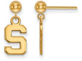 14k Yellow Gold Logoart Michigan State University Earrings Dangle Ball