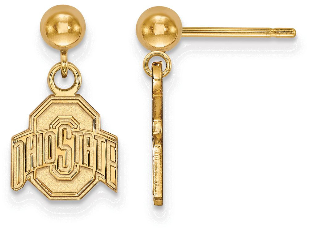 14k Yellow Gold Logoart Ohio State University Earrings Dangle Ball