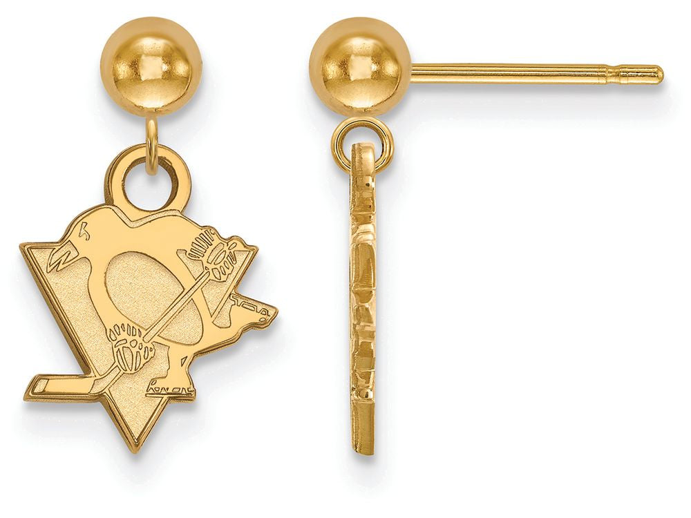 14k Yellow Gold Nhl Logoart Pittsburgh Penguins Earrings Dangle Ball