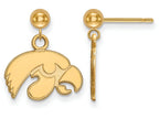 14k Yellow Gold Logoart University Of Iowa Earrings Dangle Ball