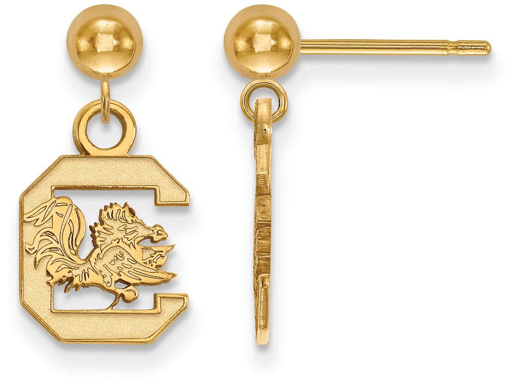 14k Yellow Gold Logoart University Of South Carolina Earrings Dangle Ball