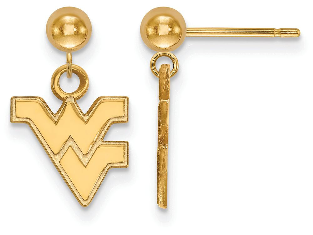 14k Yellow Gold Logoart West Virginia University Earrings Dangle Ball