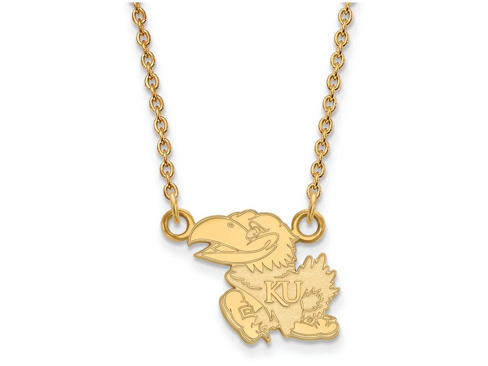 14k Yellow Gold Logoart University Of Kansas Small Pendant Necklace