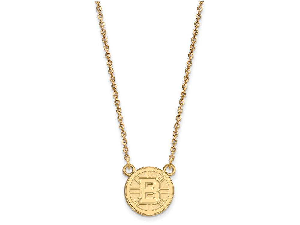 14k Yellow Gold Nhl Logoart Boston Bruins Small Pendant Necklace