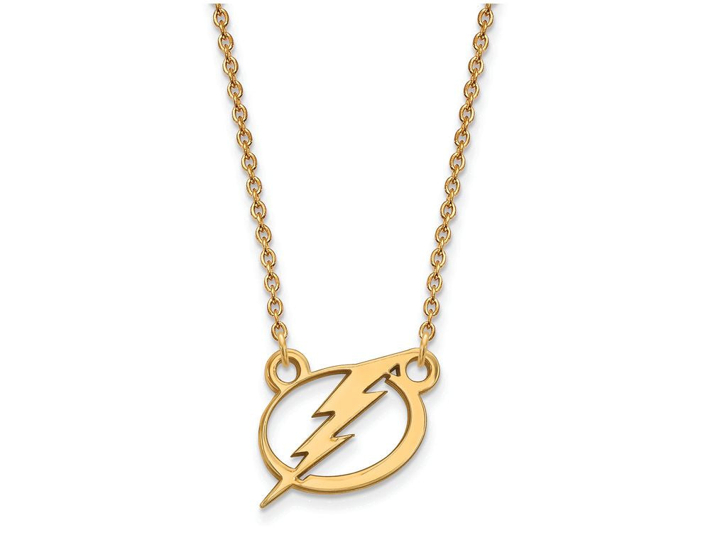 14k Yellow Gold Nhl Logoart Tampa Bay Lightning Small Pendant Necklace