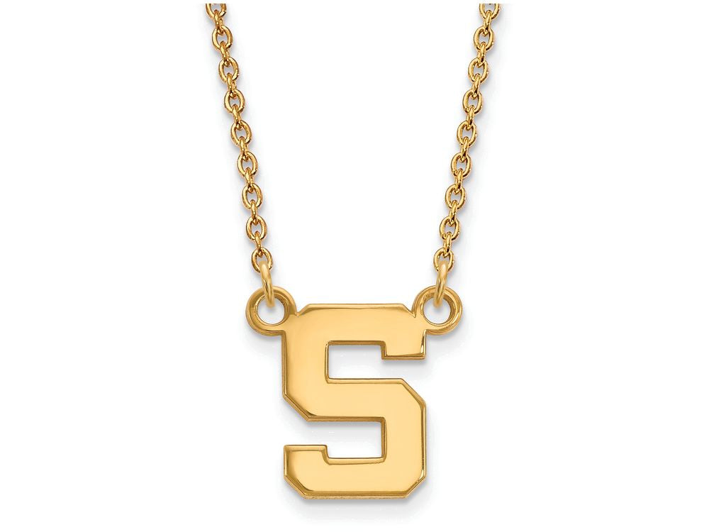14k Yellow Gold Logoart Michigan State University Small Pendant Necklace