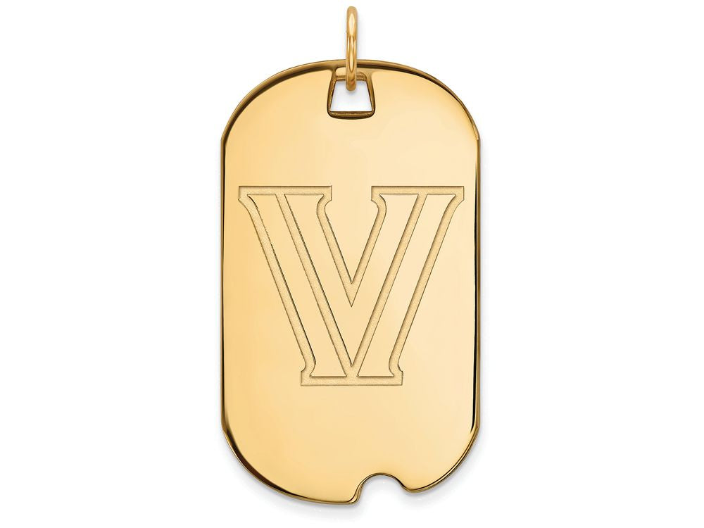 14k Yellow Gold Logoart Villanova University Large Dog Tag Pendant Necklace