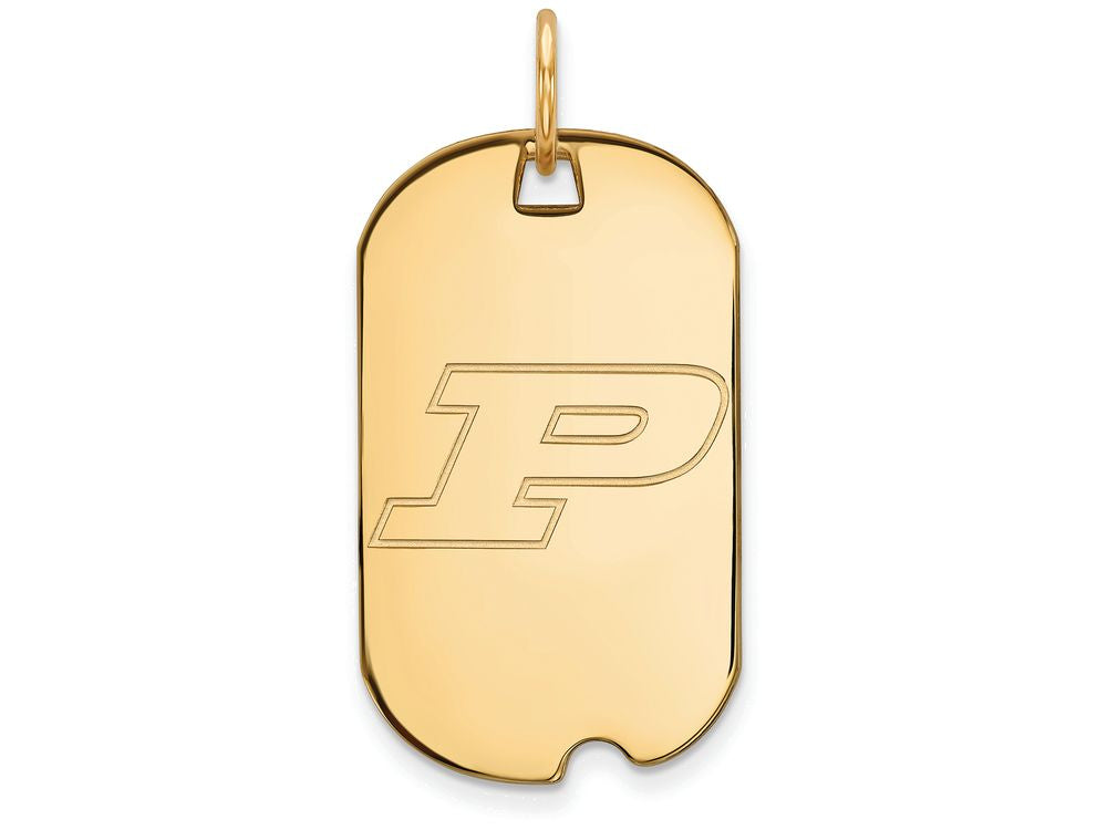 14k Yellow Gold Logoart Purdue Small Dog Tag Pendant Necklace