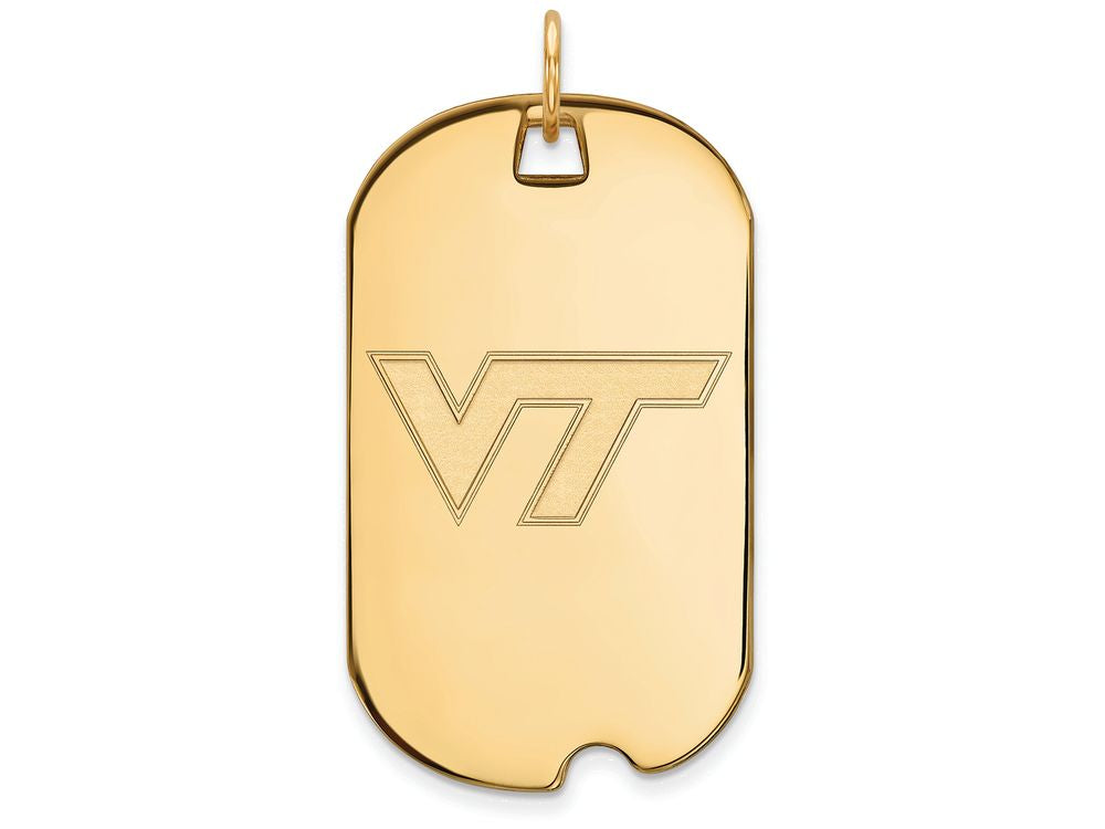 14k Yellow Gold Logoart Virginia Tech Large Dog Tag Pendant Necklace