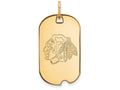 14k Yellow Gold Nhl Logoart Chicago Blackhawks Small Dog Tag Pendant Necklace
