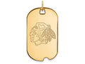 14k Yellow Gold Nhl Logoart Chicago Blackhawks Large Dog Tag Pendant Necklace