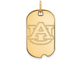 14k Yellow Gold Logoart Auburn University Small Dog Tag Pendant Necklace