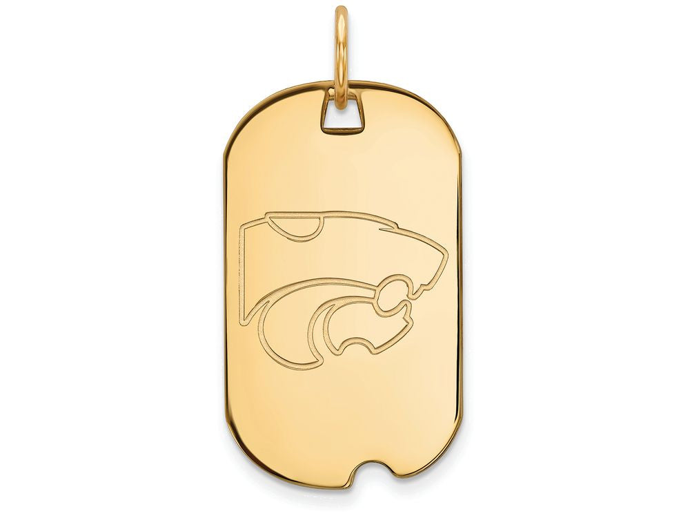 14k Yellow Gold Logoart Kansas State University Small Dog Tag Pendant Necklace
