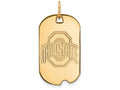14k Yellow Gold Logoart Ohio State University Small Dog Tag Pendant Necklace