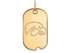 14k Yellow Gold Logoart University Of Iowa Small Dog Tag Pendant Necklace
