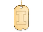 14k Yellow Gold Logoart University Of Illinois Small Dog Tag Pendant Necklace