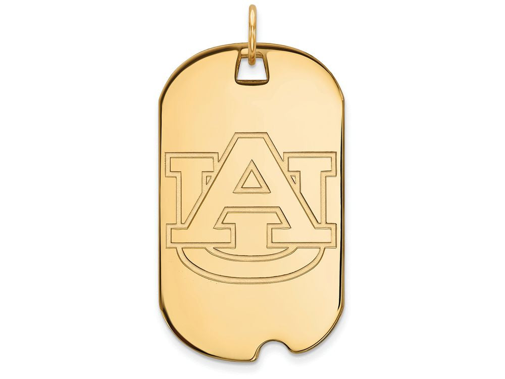 14k Yellow Gold Logoart Auburn University Large Dog Tag Pendant Necklace
