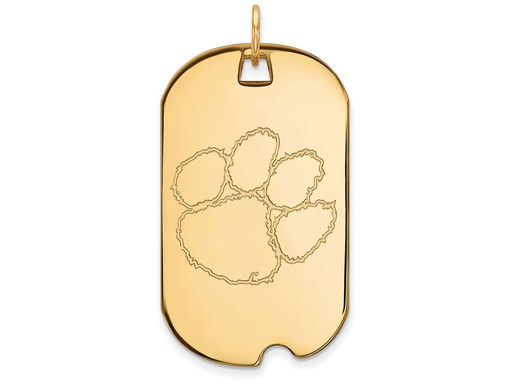 14k Yellow Gold Logoart Clemson University Large Dog Tag Pendant Necklace
