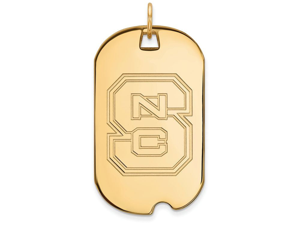 14k Yellow Gold Logoart North Carolina State University Large Dog Tag Pendant Necklace