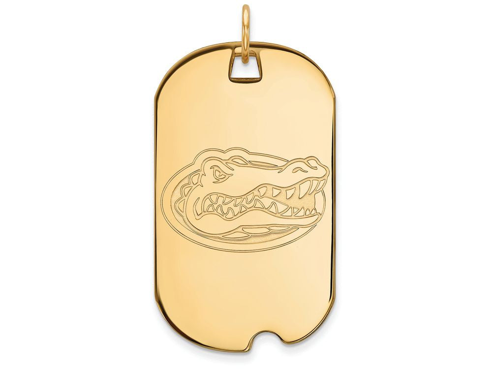 14k Yellow Gold Logoart University Of Florida Large Dog Tag Pendant Necklace