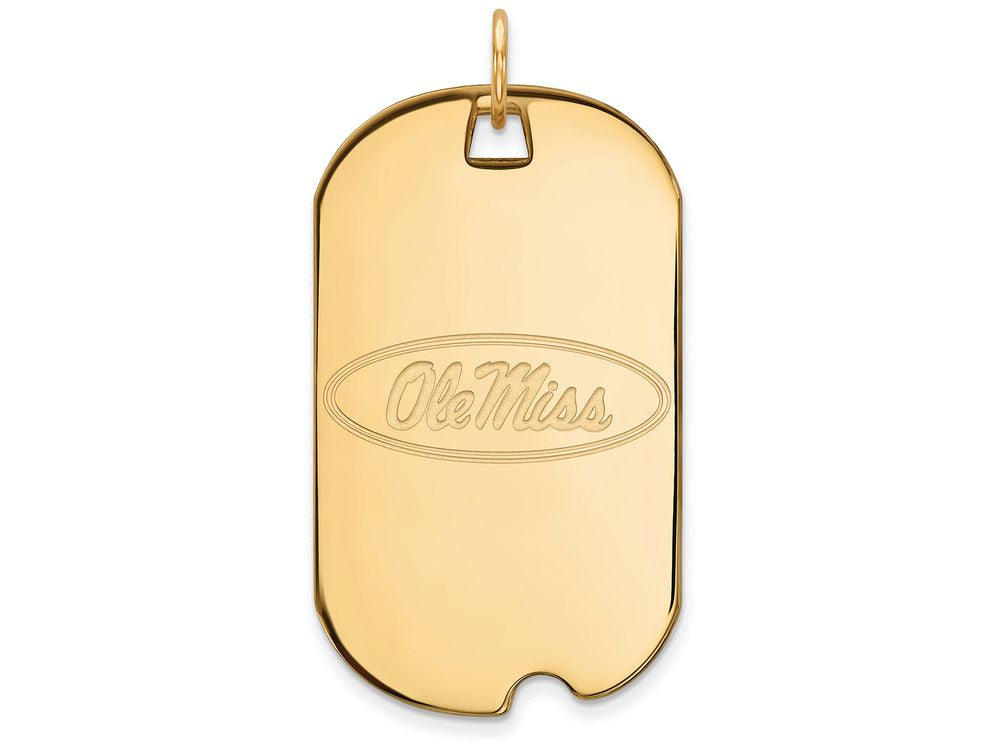 14k Yellow Gold Logoart University Of Mississippi Large Dog Tag Pendant Necklace