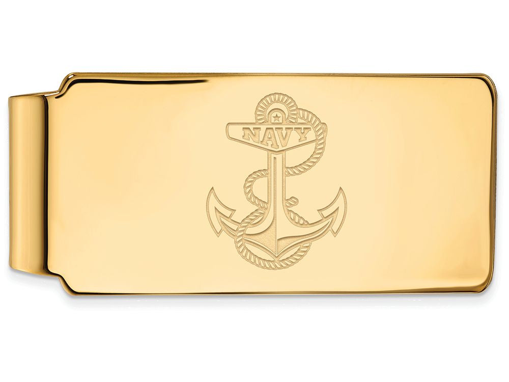 14k Yellow Gold Logoart Navy Money Clip