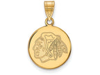 14k Yellow Gold Nhl Logoart Chicago Blackhawks Medium Disc Pendant