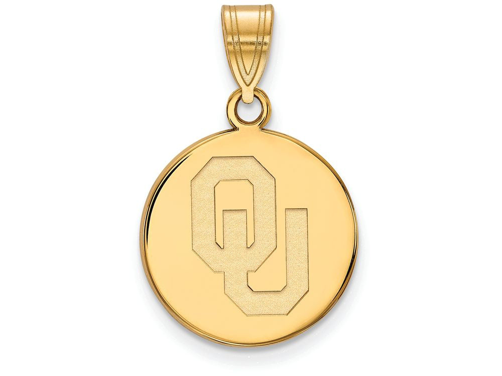 14k Yellow Gold Logoart University Of Oklahoma Medium Disc Pendant