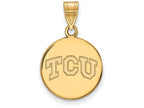 14k Yellow Gold Logoart Texas Christian University Medium Disc Pendant