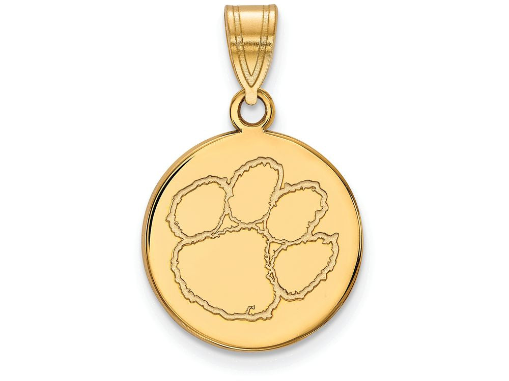 14k Yellow Gold Logoart Clemson University Medium Disc Pendant