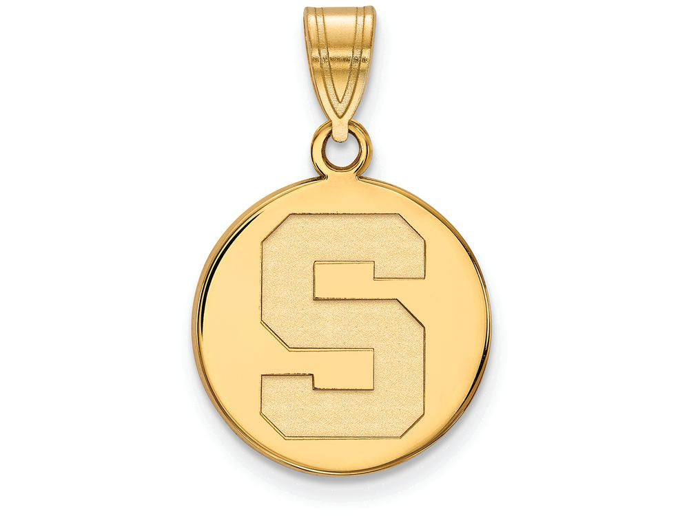 14k Yellow Gold Logoart Michigan State University Medium Disc Pendant