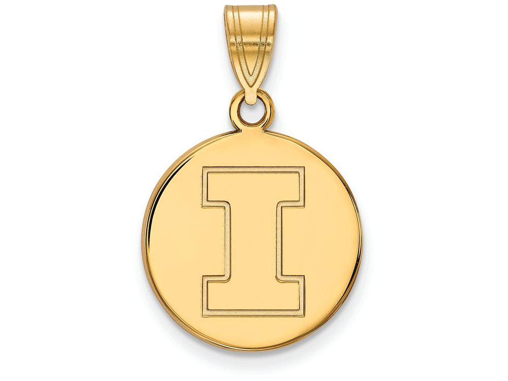 14k Yellow Gold Logoart University Of Illinois Medium Disc Pendant