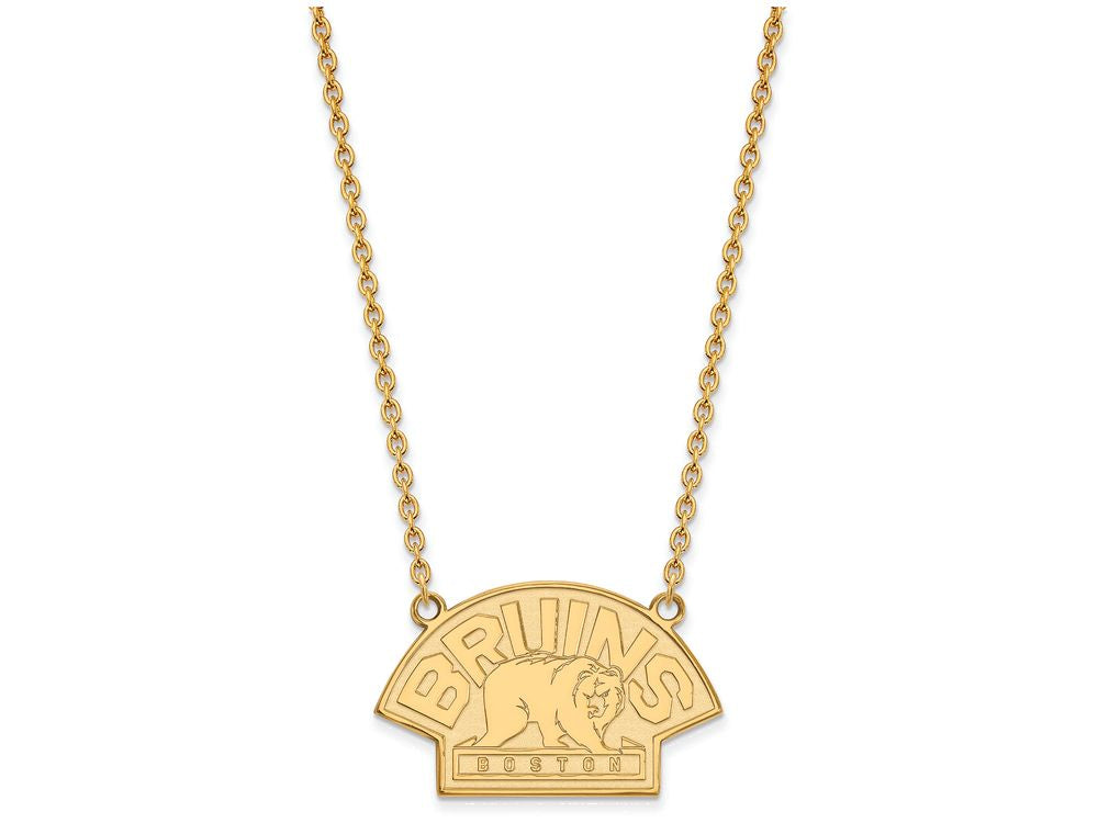 14k Yellow Gold Nhl Logoart Boston Bruins Large Pendant Necklace