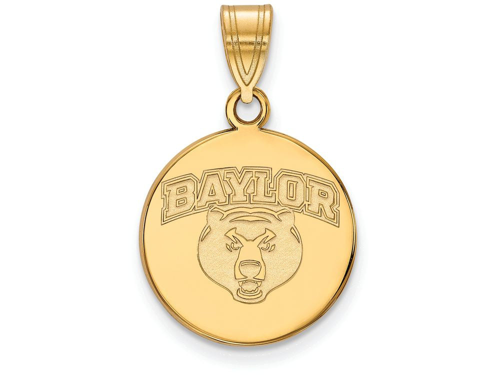 14k Yellow Gold Logoart Baylor University Medium Disc Pendant