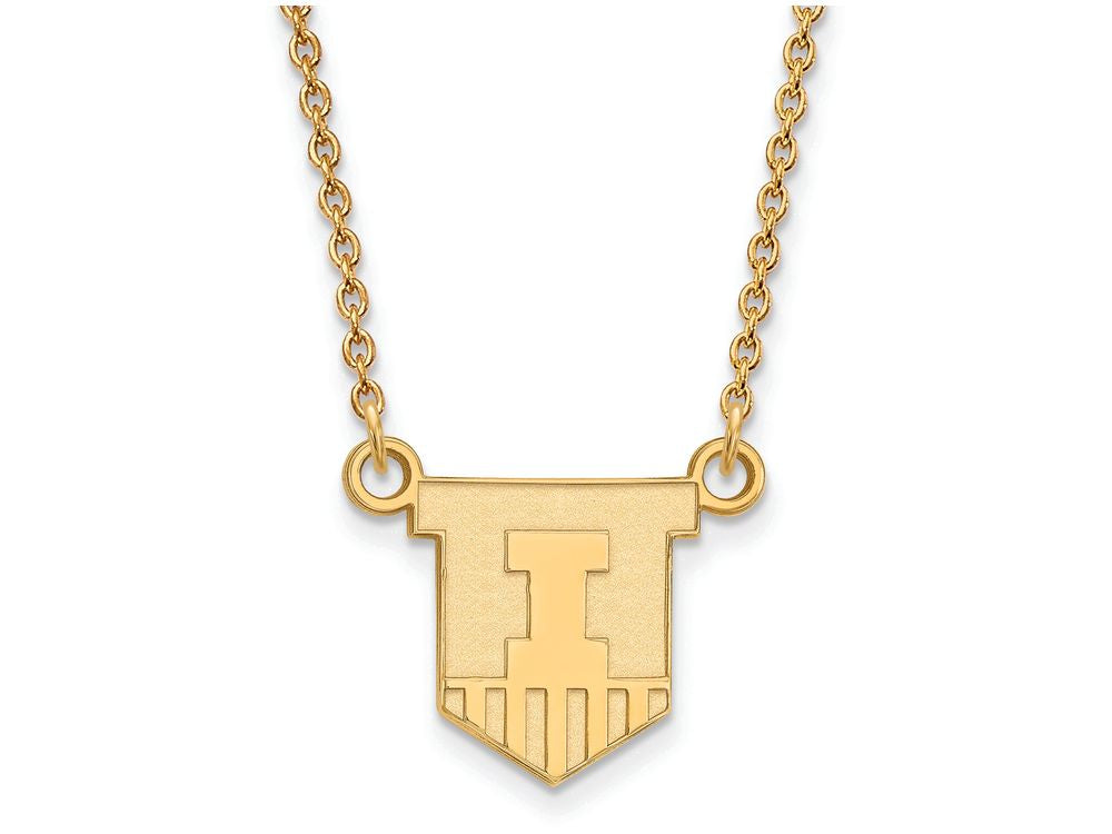 14k Yellow Gold Logoart University Of Illinois Small Pendant Necklace