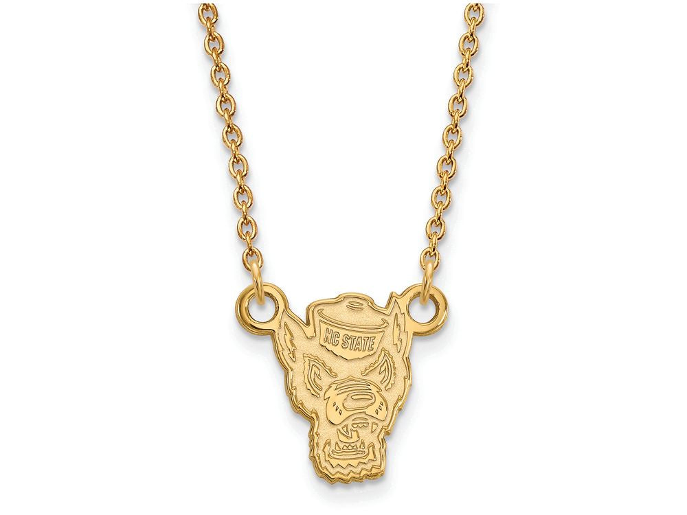 14k Yellow Gold Logoart North Carolina State University Small Pendant Necklace