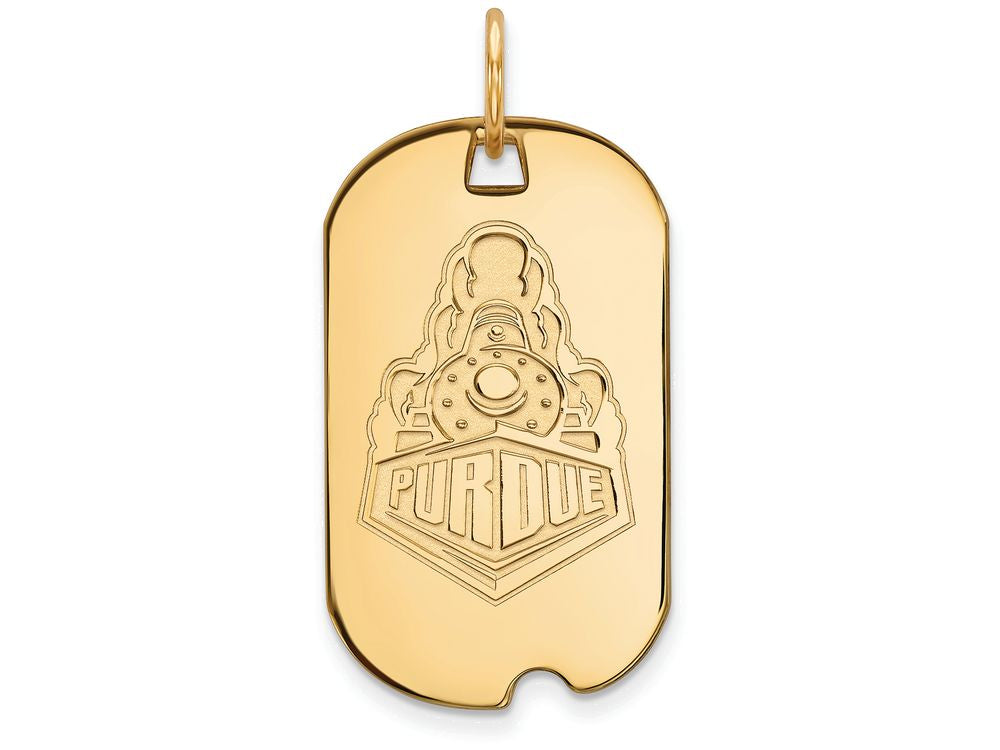 14k Yellow Gold Logoart Purdue Small Dog Tag Pendant Necklace