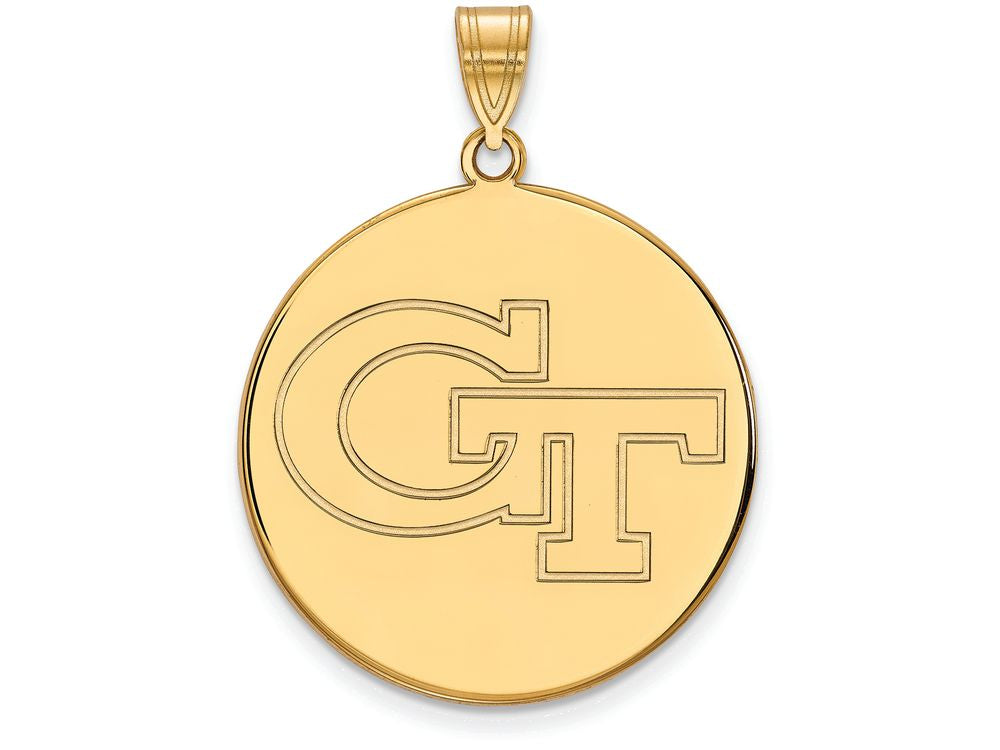 14k Yellow Gold Logoart Georgia Institute Of Technology Extra Large  Disc Pendant