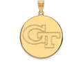 14k Yellow Gold Logoart Georgia Institute Of Technology Extra Large  Disc Pendant