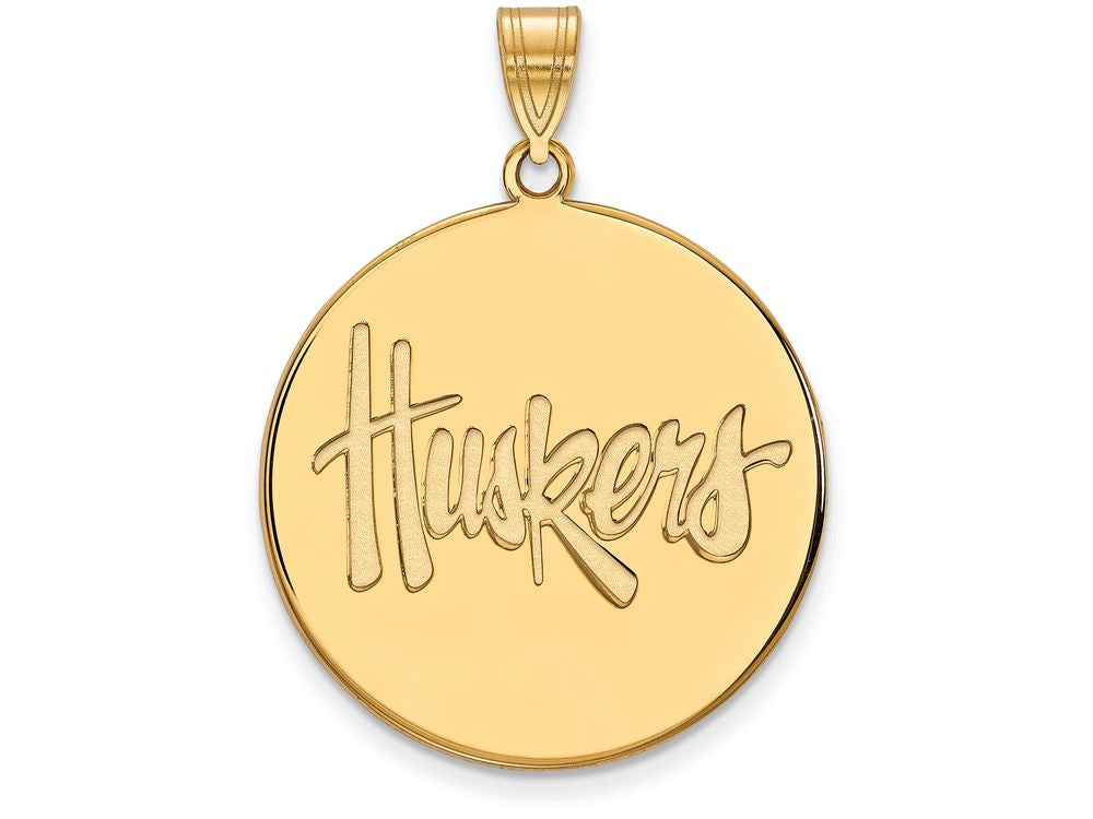 14k Yellow Gold Logoart University Of Nebraska Extra Large  Disc Pendant