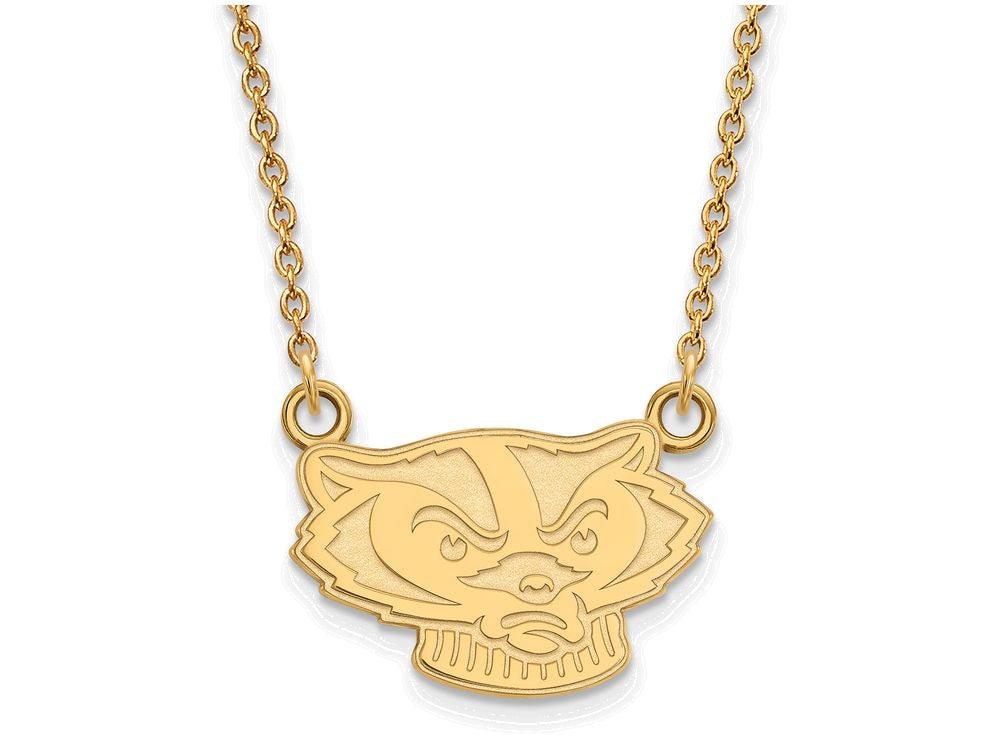 14k Yellow Gold Logoart University Of Wisconsin Small Pendant Necklace
