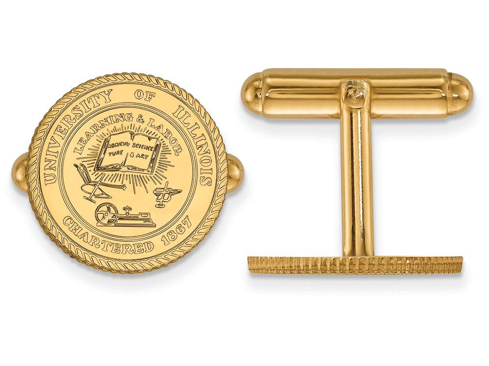 14k Yellow Gold Logoart University Of Illinois Crest Cuff Link