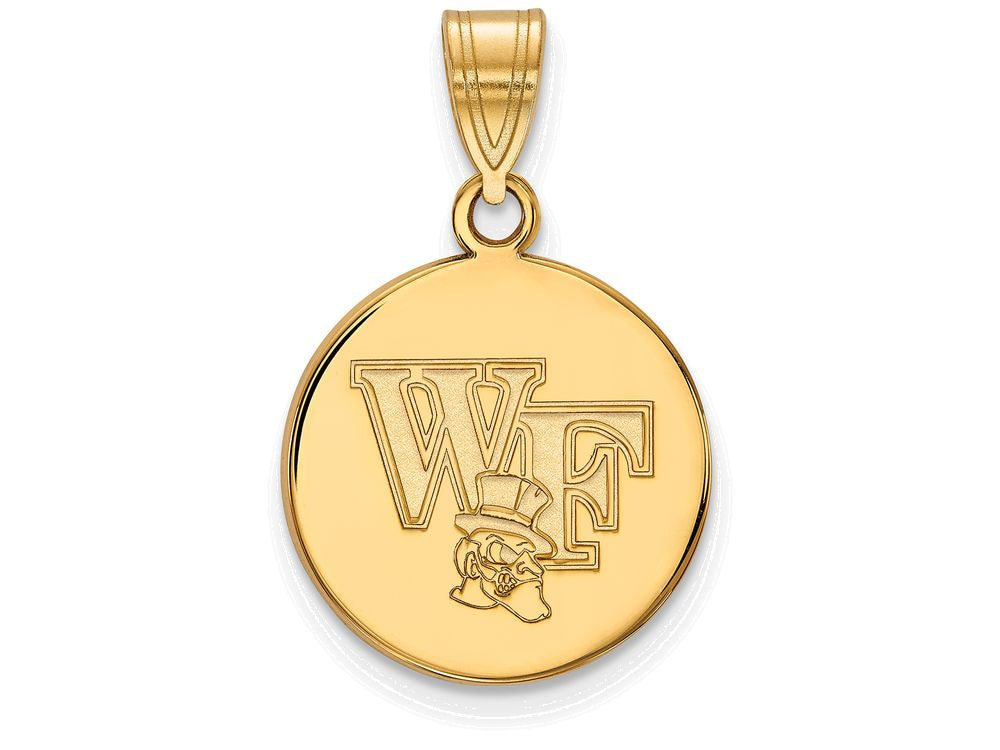 14k Yellow Gold Logoart Wake Forest University Medium Disc Pendant