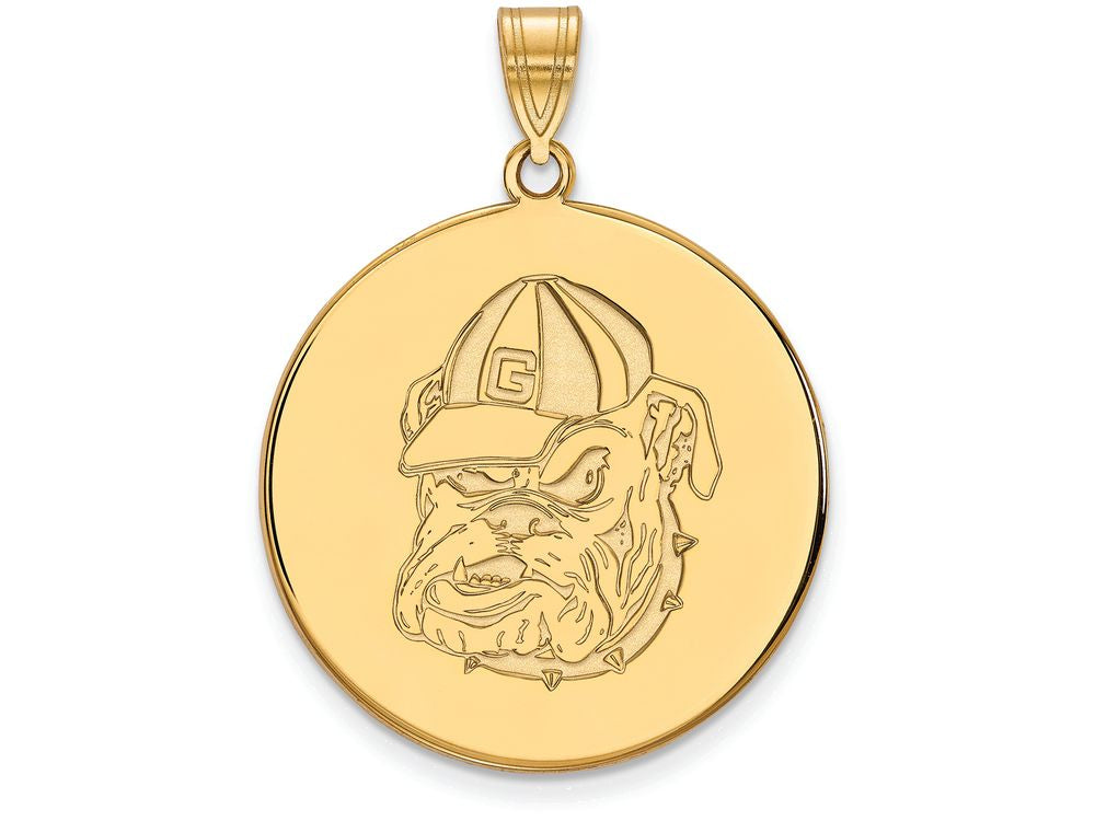 14k Yellow Gold Logoart University Of Georgia Extra Large  Disc Pendant