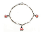 FJC Finejewelers 925 Sterling Silver Small Pink Ladybug Charm Bracelet