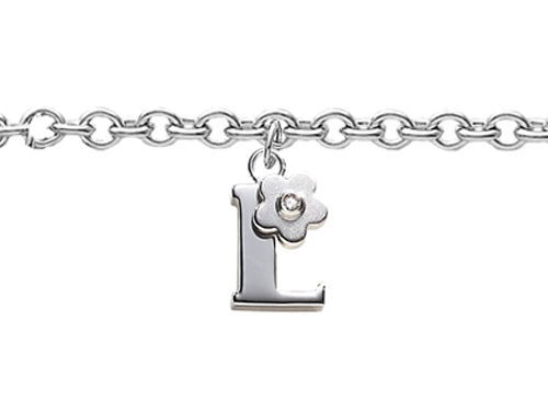 FJC Finejewelers 925 Sterling Silver Small 6.5 Inch Letter L Charm Bracelet