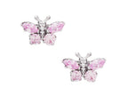 FJC Finejewelers 925 Sterling Silver Small Butterfly Earrings with Pink CZ's