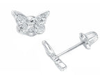 FJC Finejewelers 925 Sterling Silver Small Butterfly Earrings with White CZ's