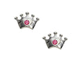FJC Finejewelers 925 Sterling Silver Small Crown Earrings with a Pink CZ